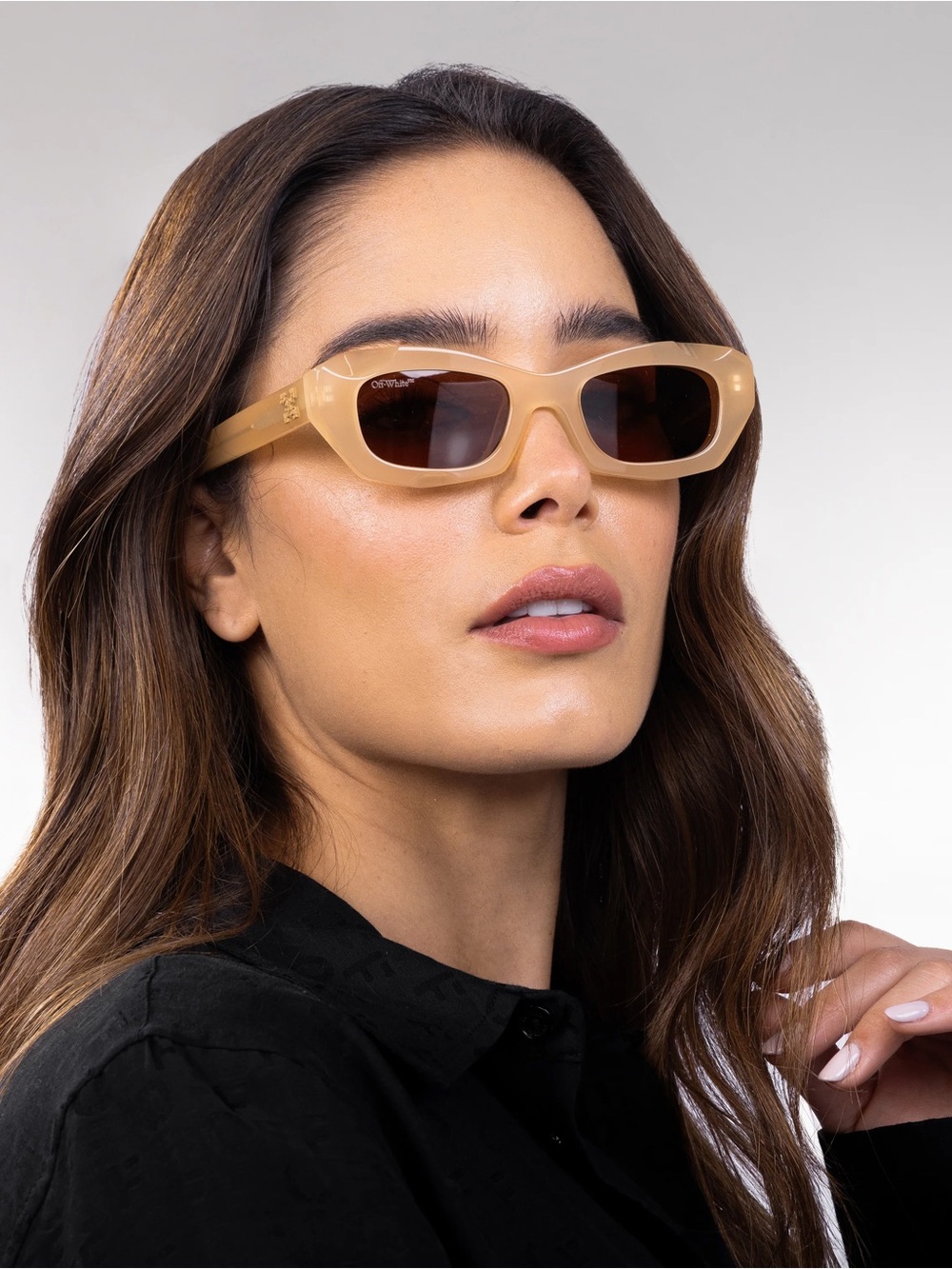 Off-White Beige Translucent Sunglasses with Branded Pouch